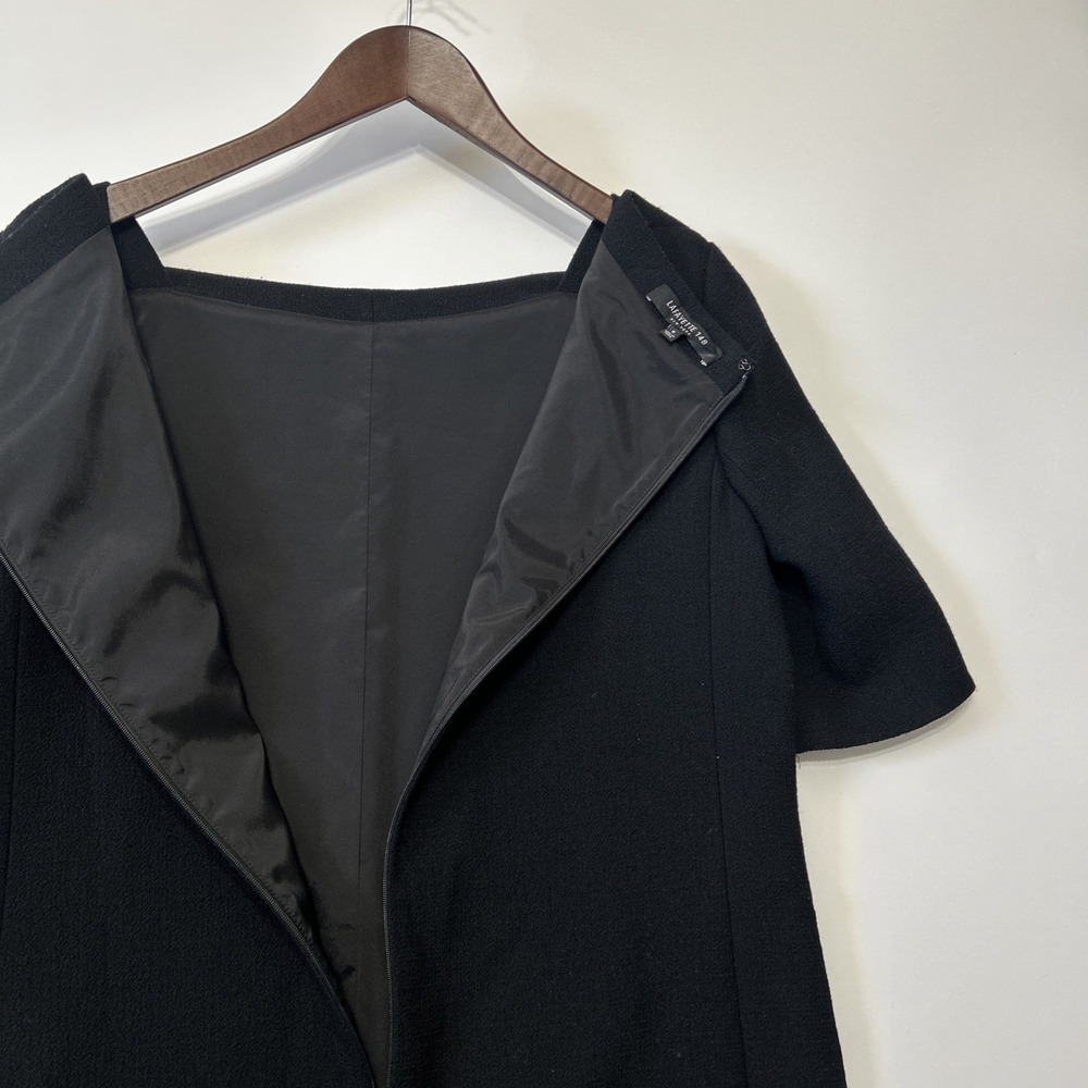 Lafayette 148 Womens Black Midi Dress Size 8 Wool Classic Career Luxury Half Slv - Picture 14 of 16